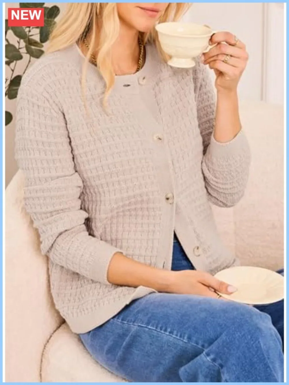 Women's Cardigan Sweaters Long Sleeve Button Down Knit Jacket Cotton